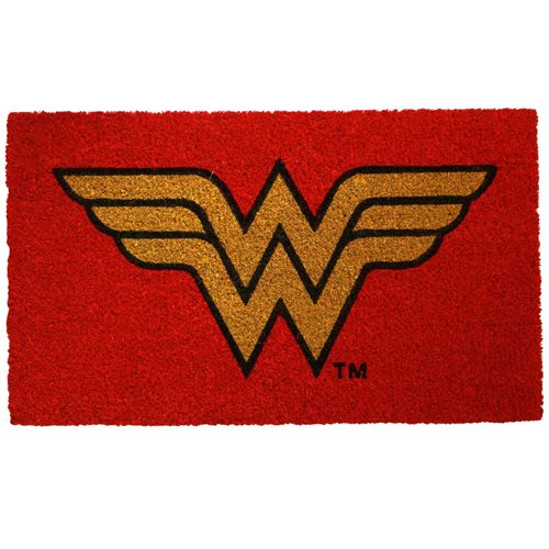 Batman Wonder Woman Coir Doormat and Superman Black Action Figure Bundle