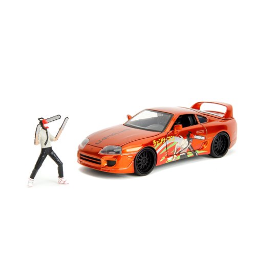 Hollywood Rides Chainsaw Man 1995 Toyota Supra 1:24 Scale Die-Cast Metal Vehicle with Chainsaw Man F