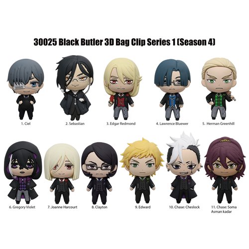 Black Butler 3D Foam Bag Clip Display Case of 24