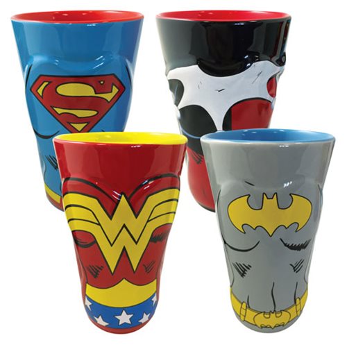 DC Comics Female Heroes Molded Ceramic Pint Glass 4-Pack