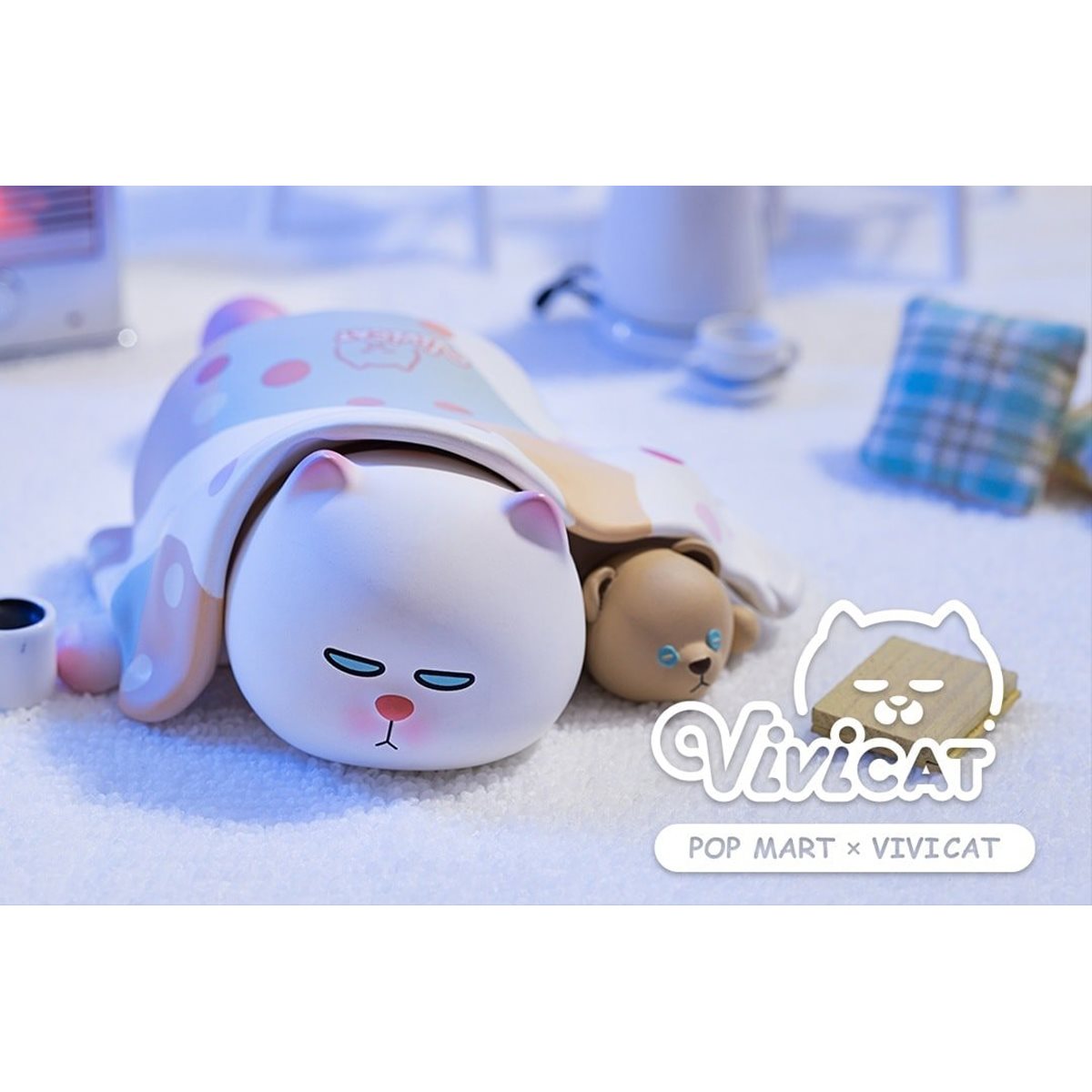 POP MART x VIVI CAT Lazy Friend Series Bunny Mini Figure Designer Art Toy New 