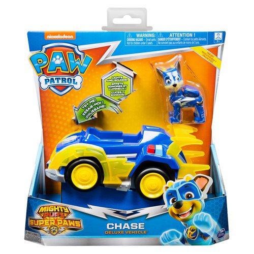 PAW Patrol Mighty Pups Super PAWs Chase's Deluxe Vehicle with Lights and Sounds
