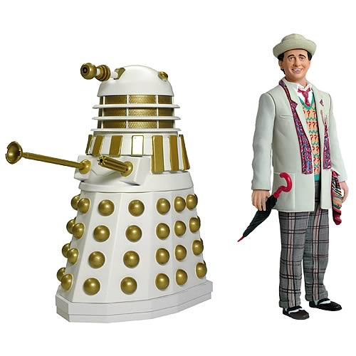 Doctor Who Seventh Doctor with Imperial White Dalek Figures