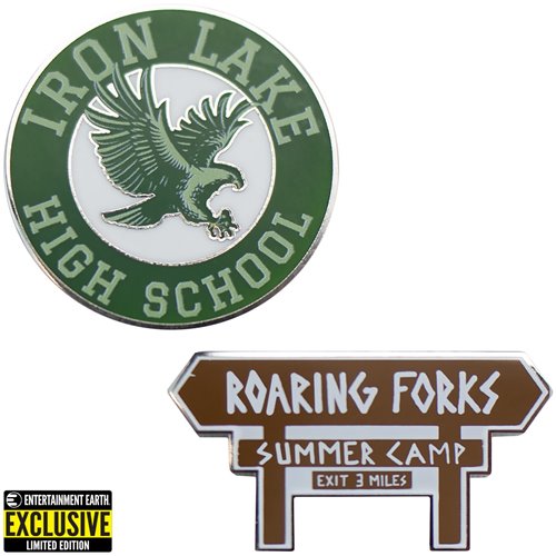 Dexter: New Blood Roaring Forks Camp Sign & Iron Lake High School Enamel Pin Set - Entertainment Earth Exclusive