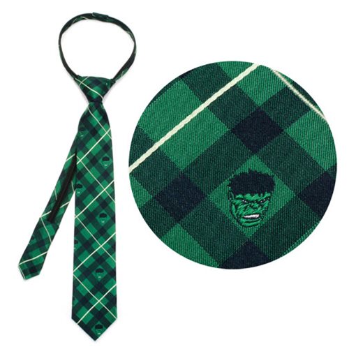 Boys Classic Pattern Green Zipper Tie 