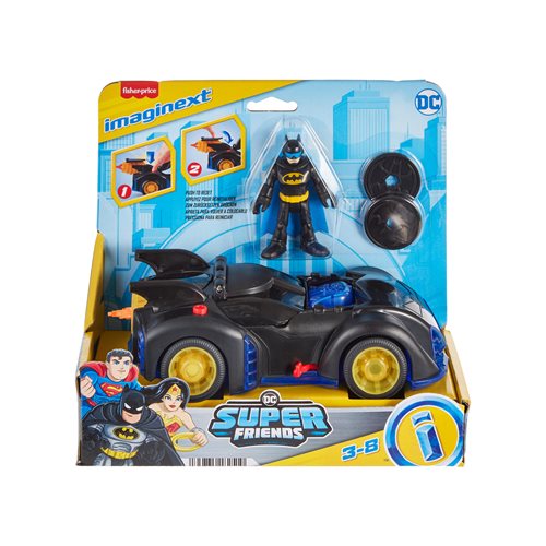 DC Super Friends Imaginext Shake and Spin Batman and Batmobile Vehicle Set