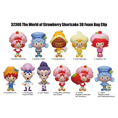 The World of Strawberry Shortcake 3D Foam Bag Clip Display Case of 24