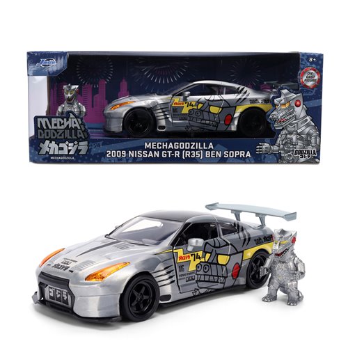 Godzilla 2009 Nissan GT-R R35 Ben Sopra 1:24 Scale Die-Cast Metal Vehicle with Mechagodzilla Figure