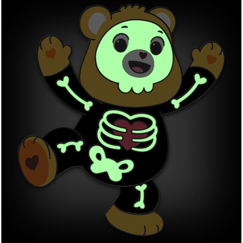 Care Bears Halloween Skeleton Tenderheart Bear Glow-in-the-Dark Enamel Pin - Entertainment Earth Exc