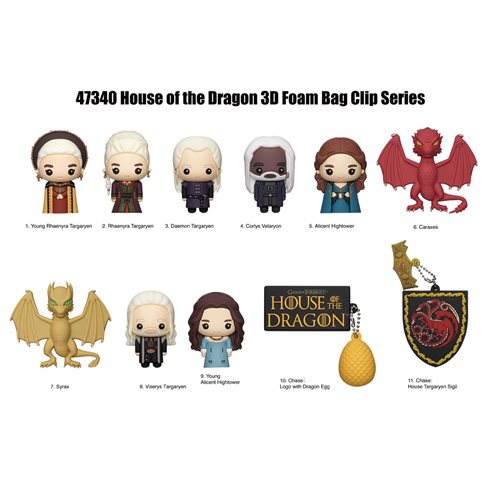 House of the Dragon 3D Foam Bag Clip Random 6-Pack