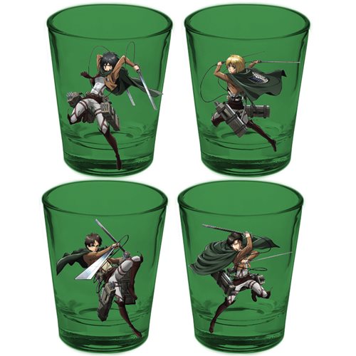 Attack on Titan Characters Mini-Glass 4-Pack