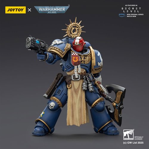 Joy Toy Warhammer 40,000 Ultramarines Metaurus with Power Axe, Stormshield and Plasma Pistol 1:18 Sc