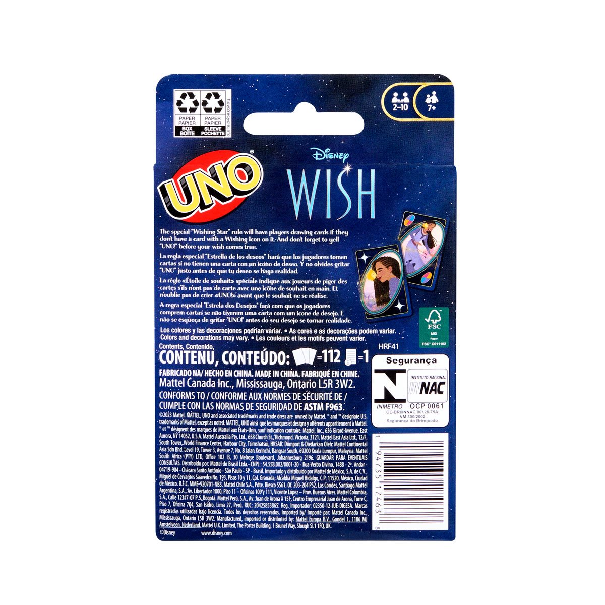 Mattel Games UNO Disney Wish Card Game for Kids, Adults & Family with Deck  & Rule Inspired by the Movie