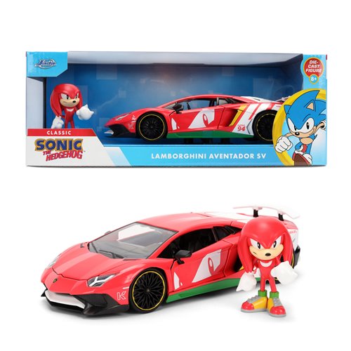 Hollywood Rides Sonic the Hedgehog Classic Lamborghini Aventador SV 1:24 Scale Die-Cast Metal Vehicle & Knuckles Figure
