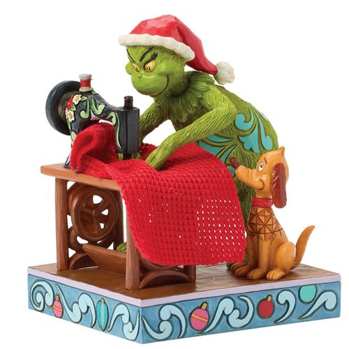 Dr. Seuss Grinch Sewing Santa Suit by Jim Shore Statue