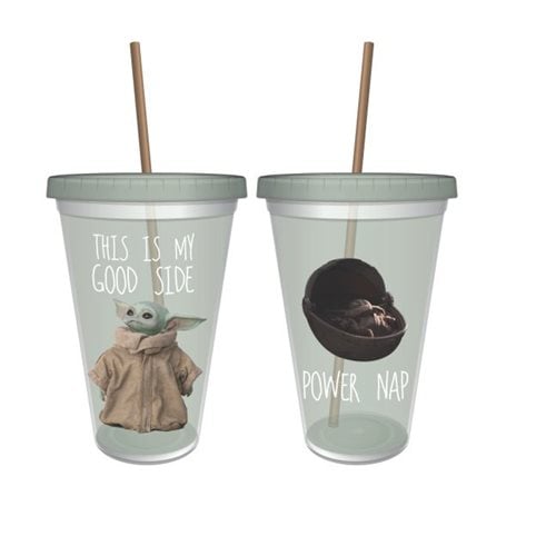 Mandalorian The Child This Is My Good Side 16 Oz. Acrylic Cup with Straw