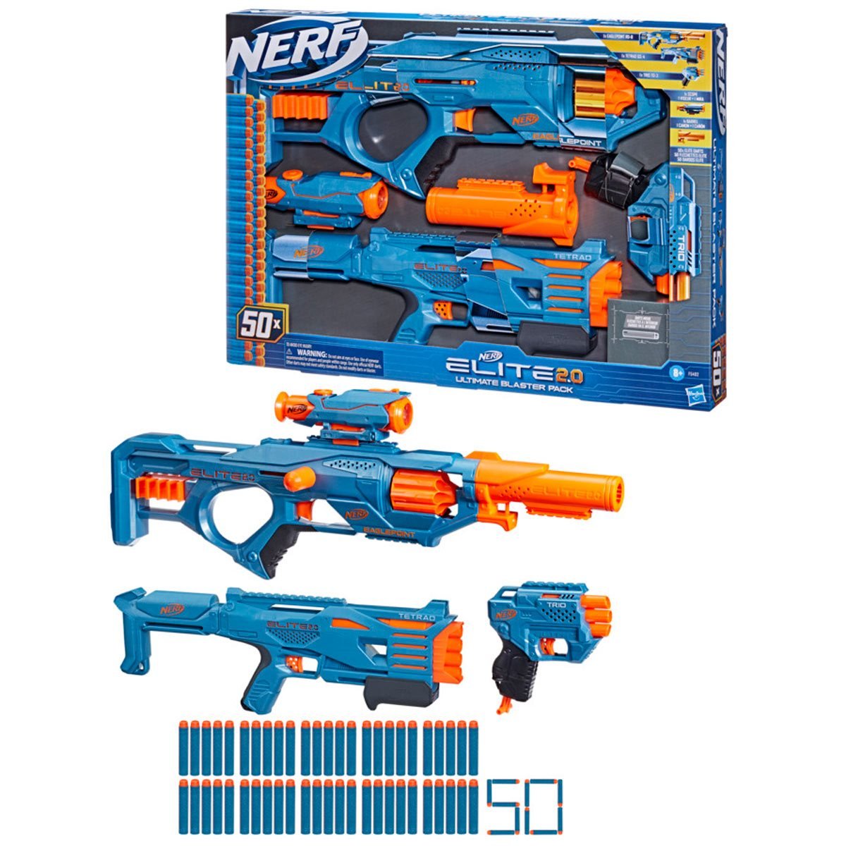Nerf Elite 2.0 Tetrad Qs-4 Blaster, Includes 4 Nerf Elite Darts, 4