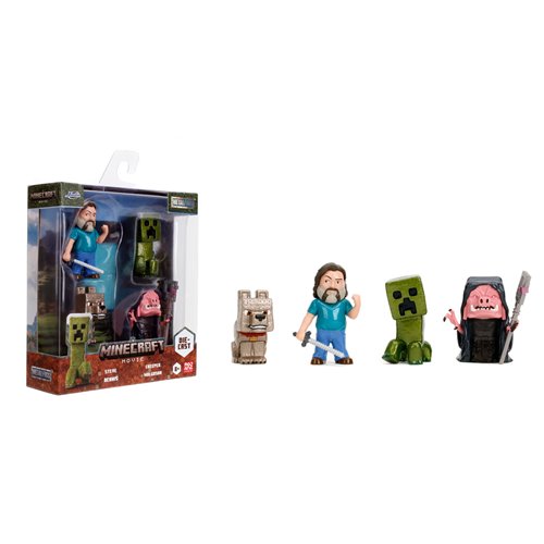 A Minecraft Movie Wave 1 MetalFigs 2 1/2-Inch Die-Cast Metal Mini-Figure 4-Pack