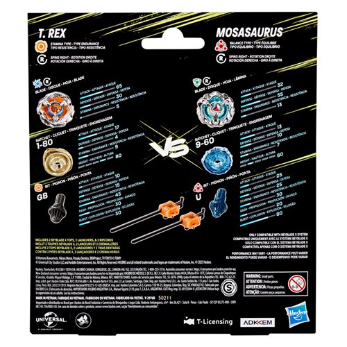 Jurassic World Beyblade Tops Wave 1 Set of 2