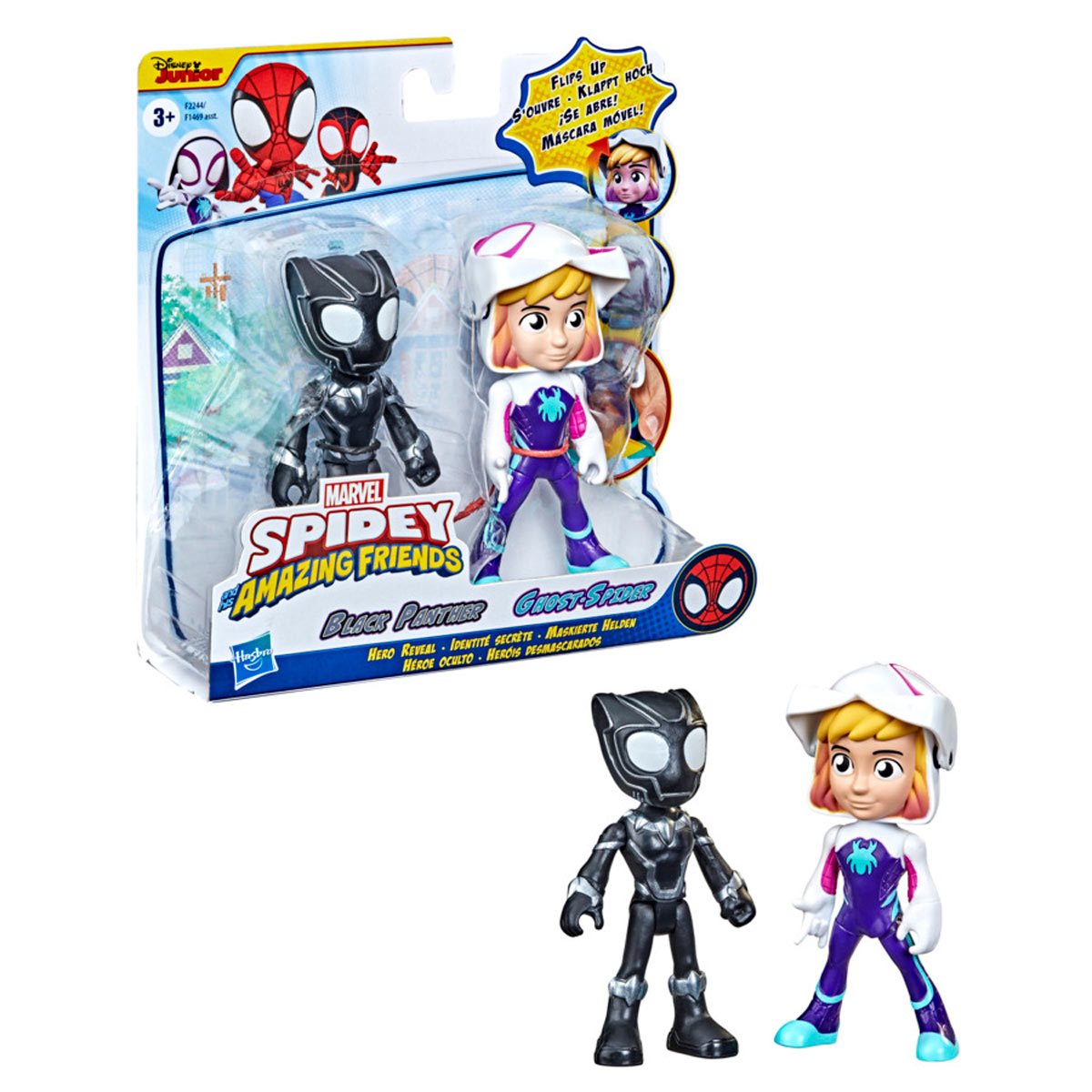 Spider-Man Spidey and His Amazing Friends Ghost-Spider and Black Panther  Reveal Hero Figure 2-Pack