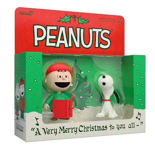 Peanuts Charlie Brown and Snoopy Caroling 3 3/4-Inch ReAction Figures