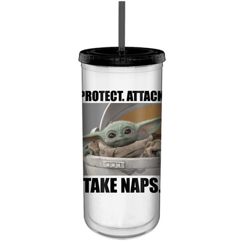 Star Wars: The Mandalorian The Child Take Naps 20 oz. Plastic Cold Cup with Lid and Straw