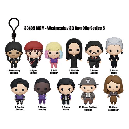 Wednesday Series 5 3D Foam Bag Clip Display Case of 24