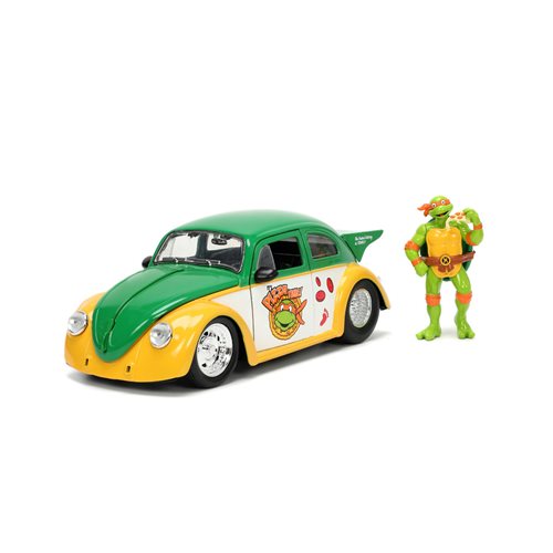 Teenage Mutant Ninja Turtles Volkswagen Beetle 1:24 Scale Die-Cast Metal Vehicle with Michelangelo F