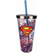 Superman Logo Glitter 20 oz. Acrylic Cup with Straw