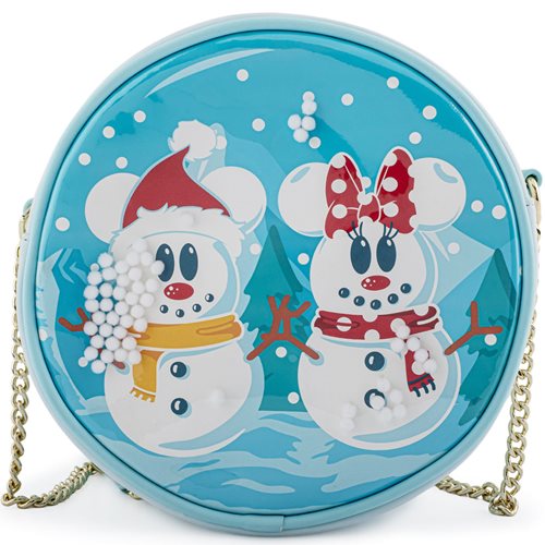 Disney Snowman Mickey and Minnie Mouse Snow Globe Crossbody Purse
