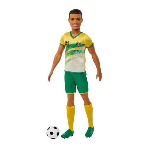 Barbie Ken Soccer Player Doll with Yellow Shirt and Green Shorts
