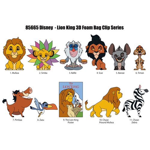 The Lion King 30th Anniversary 3D Foam Bag Clip Random 6-Pack
