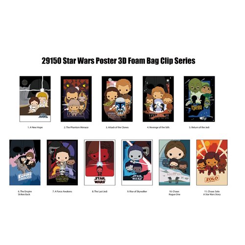 Star Wars Posters  3D Foam Bag Clip Random 6-Pack