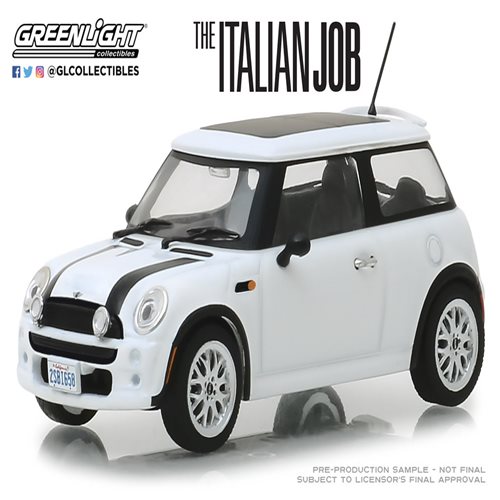 ITALIAN JOB 2003 Mini Cooper S Diecast Car 1:43 Greenlight 3 inch White