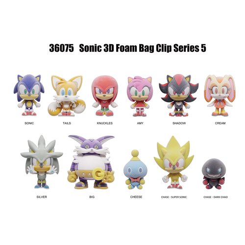 Sonic the Hedgehog Series 5 3D Foam Bag Clip Display Case of 24