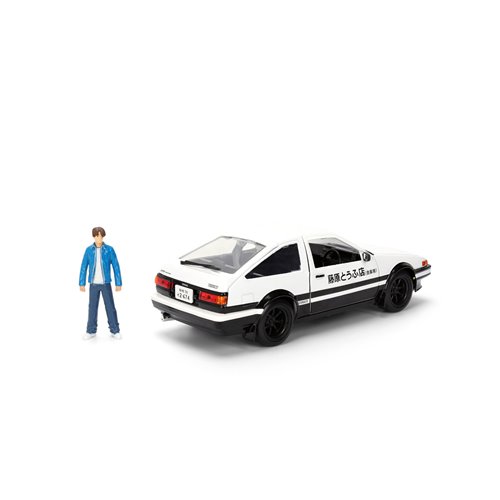 Hollywood Rides Initial D 1986 Toyota Trueno AE86 1:24 Scale Die-Cast Metal Vehicle with Takumi Figu