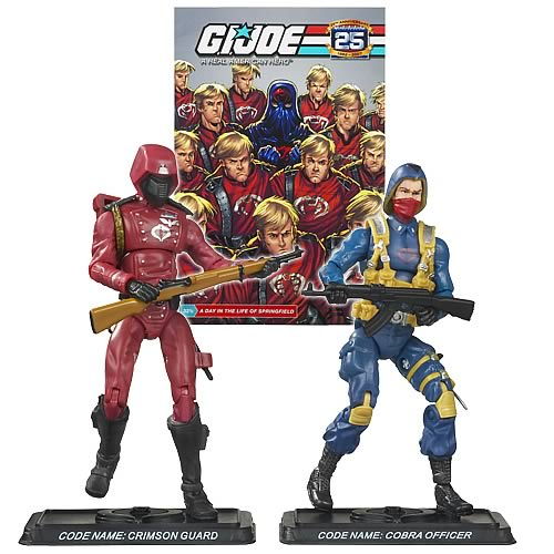 Hasbro GI Joe 25th Crimson Guard & Scarred Cobra Officer Comic Figure 2007 New 