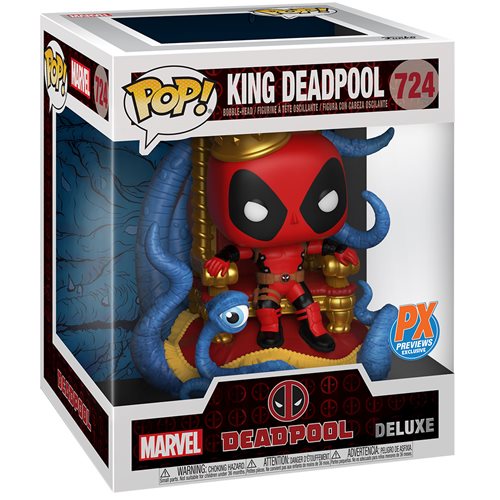 Marvel Heroes King Deadpool on Throne Deluxe Pop! Vinyl Figure and Deadpool #9 Variant Comic - Previews Exclusive