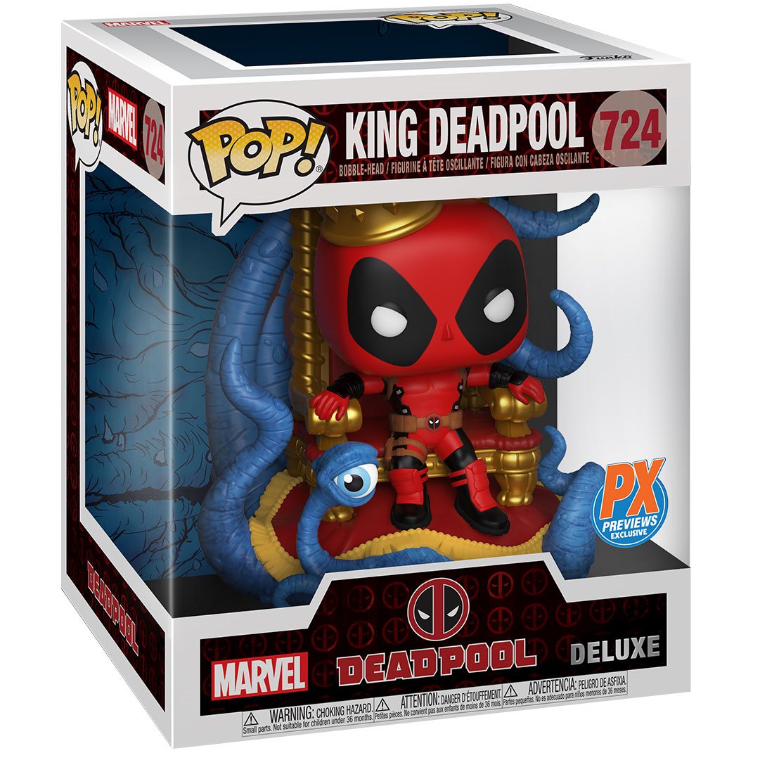 Marvel Heroes King Deadpool on Throne Deluxe Pop! Vinyl and Deadpool #9 Variant Comic Previews Exclusive