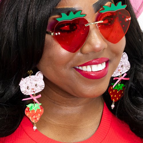 Strawberry Shortcake Custard Berry Acrylic Earrings