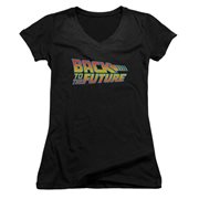 Back to the Future Logo Juniors V-Neck T-Shirt