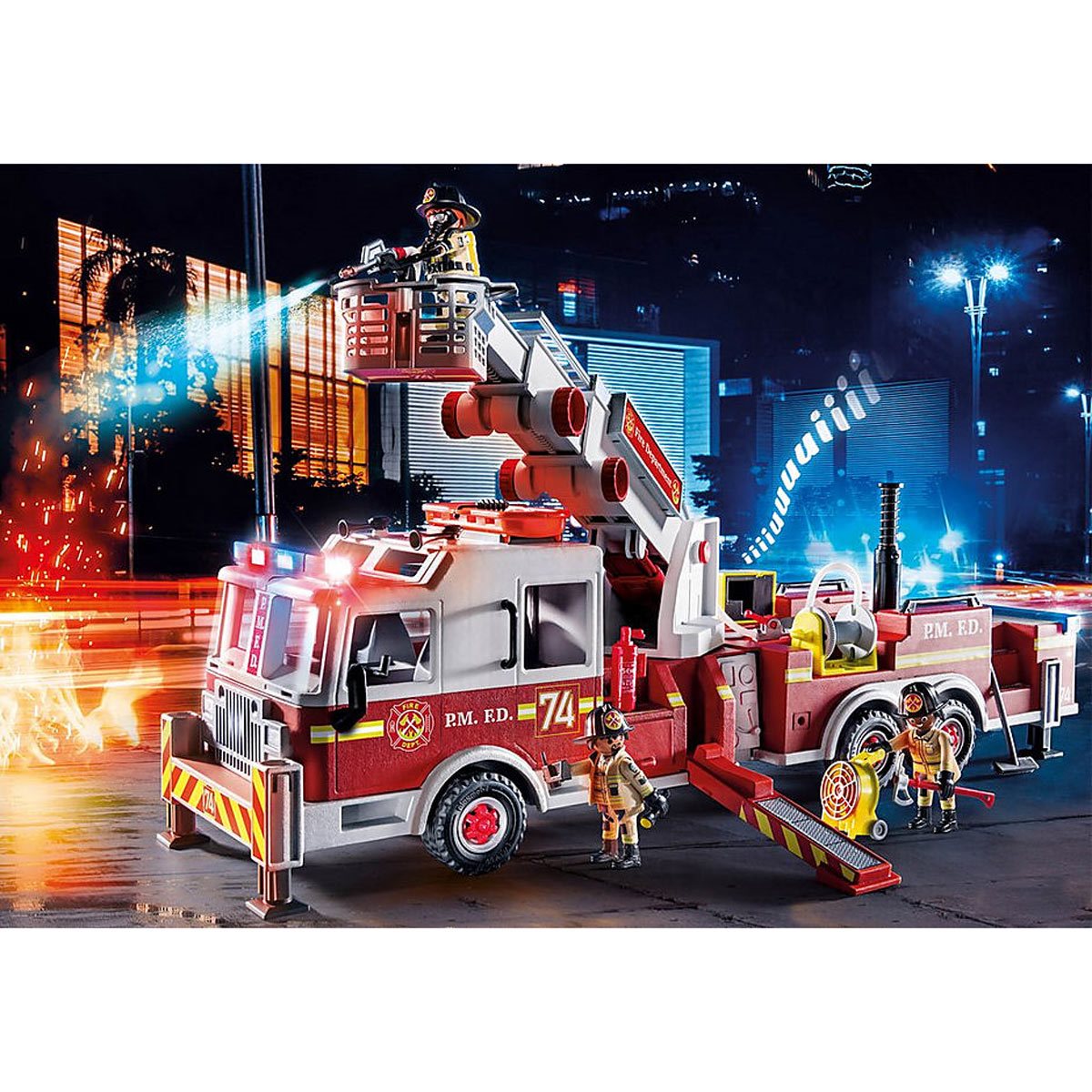 お手軽価格で贈りやすい プレイモービル 70935 レスキュー はしご消防車 Playmobil Rescue Fire Engine with  Tower Ladder