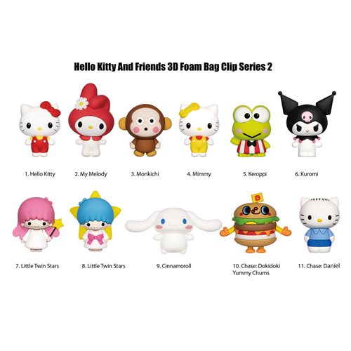 Hello Kitty and Friends Series 2 3D Foam Bag Clip Random 6-Pack