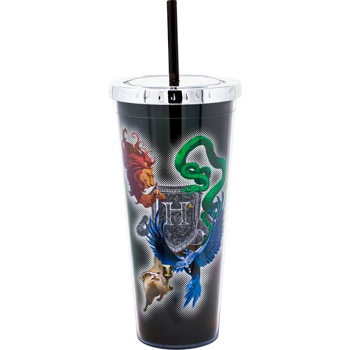 Harry Potter Crest 20 oz. Foil Travel Cup with Straw