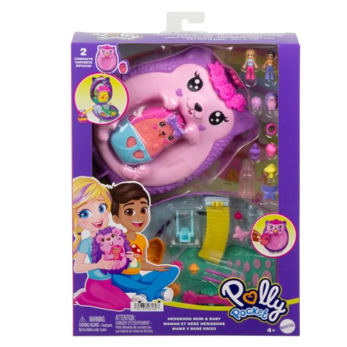 Polly Pocket Hedgehog Mom and Baby Wearable Compact Playset
