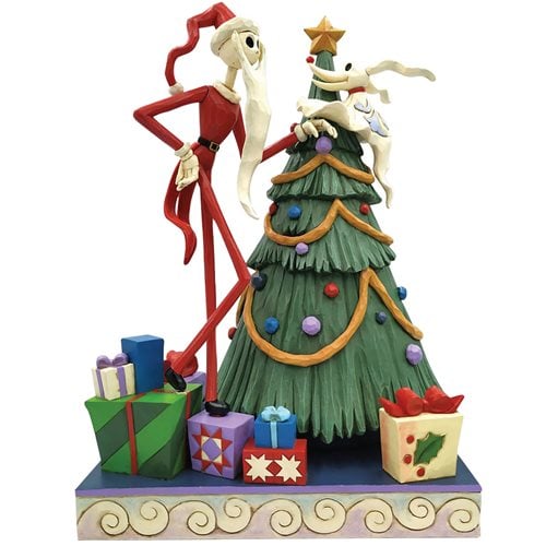 Disney Traditions Nightmare Before Christmas Santa Jack and Zero with Tree Decking the Halls by Jim Shore Statue