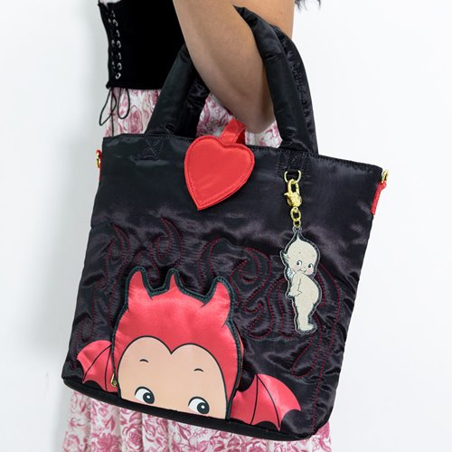 Kewpie Devil Puffy Tote Bag with Angel Acrylic Charm