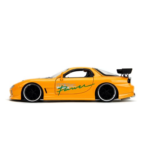 JDM Tuners 1993 Mazda RX-7 FD HKS Yellow Orange 1:24 Scale Die-Cast Metal Vehicle