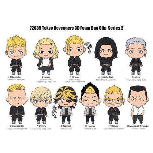 Tokyo Revengers Series 2 3D Foam Bag Clip Display Case of 24