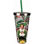Elf Santa's Coming Glitter 20 oz. Acrylic Cup with Straw